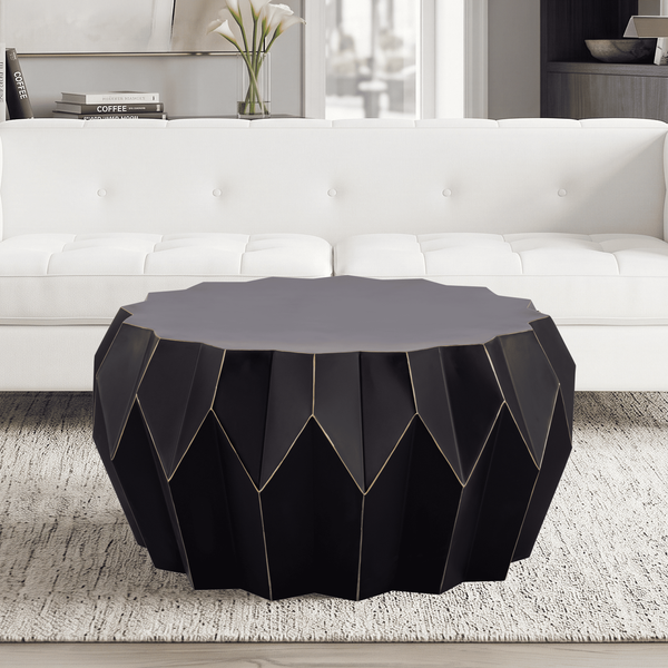 Rosamund Black Faceted Aluminum Coffee Table – 30