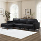 Nigel black PU leather sectional, 3 seats + 1 convertible ottoman, 112 inch - photo 1 (4-piece set)