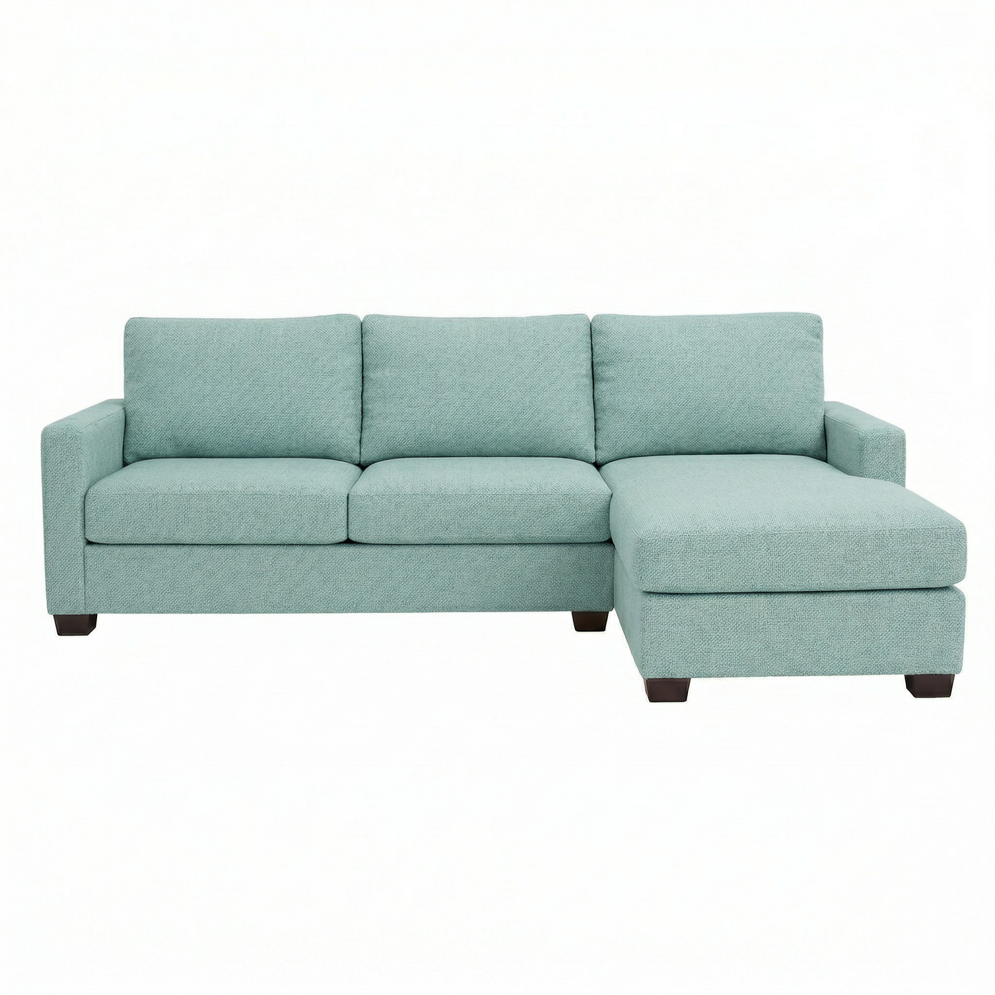 Damon L-Shaped Sectional Sofa – 120" Chaise Sectional in Fabric & Velvet - Leslie Robins Egg - Fabric (10)