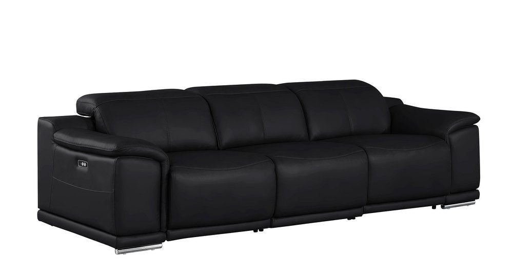 107" Top Grain Leather Power Reclining Sofa with USB Charging | Modern 3-Seat Recliner