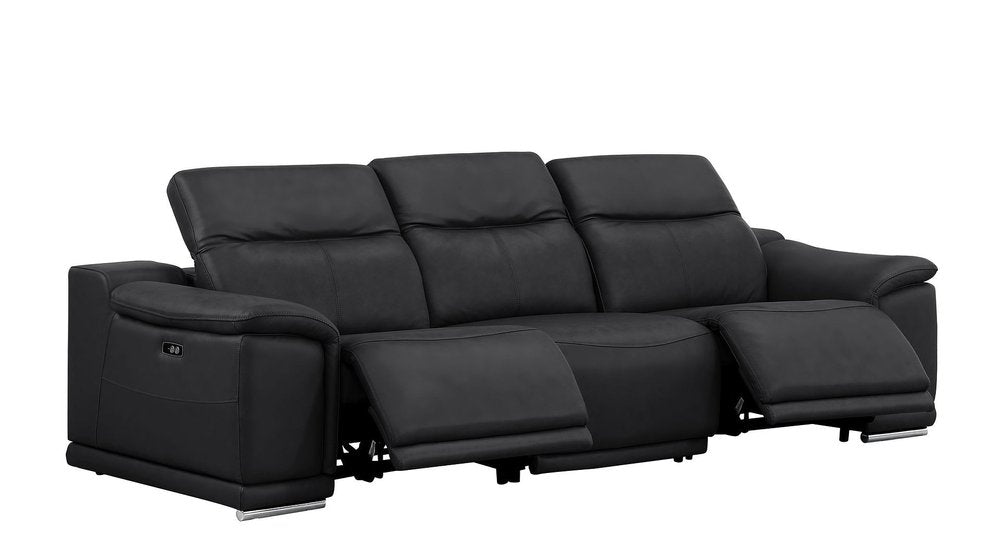 107" Top Grain Leather Power Reclining Sofa with USB Charging | Modern 3-Seat Recliner