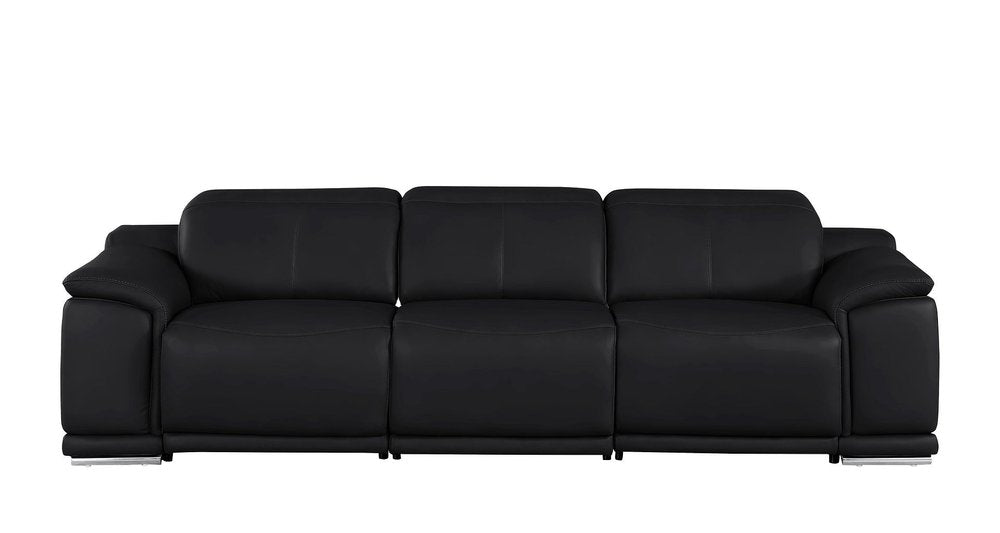 107" Top Grain Leather Power Reclining Sofa with USB Charging | Modern 3-Seat Recliner