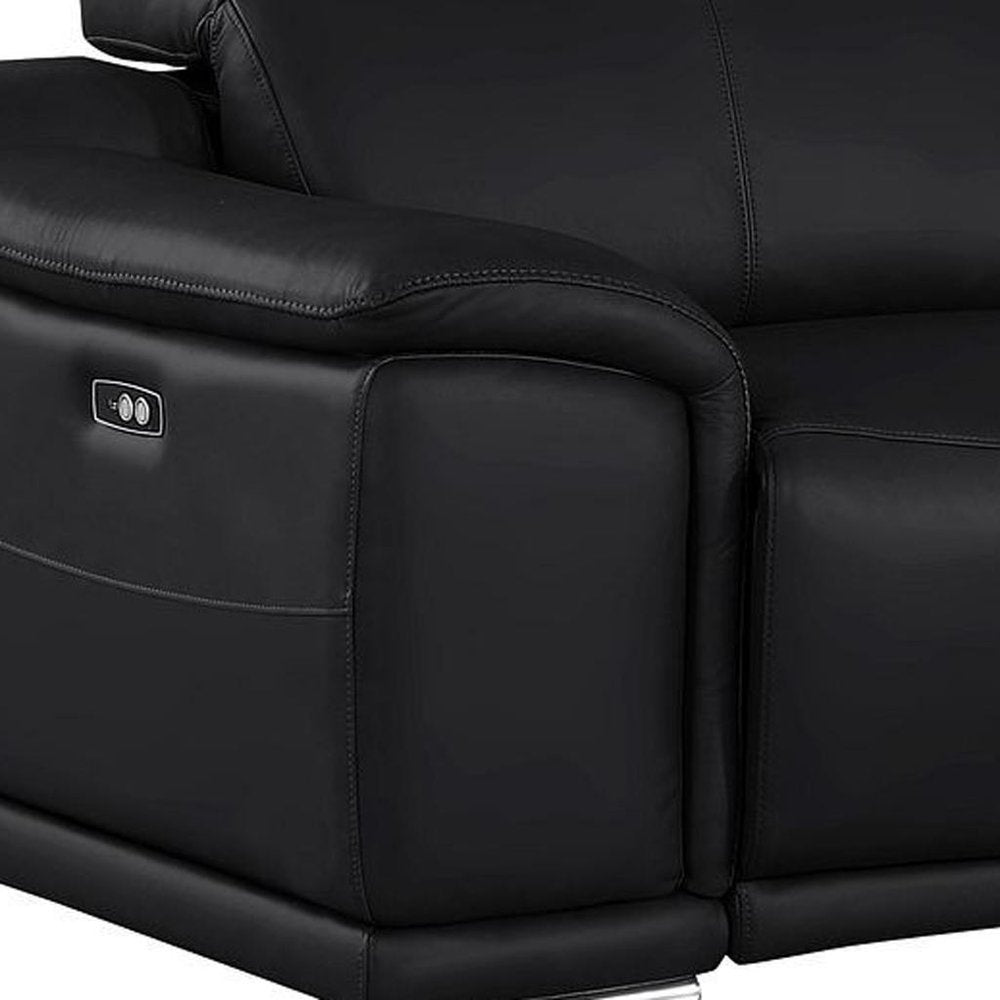 107" Top Grain Leather Power Reclining Sofa with USB Charging | Modern 3-Seat Recliner