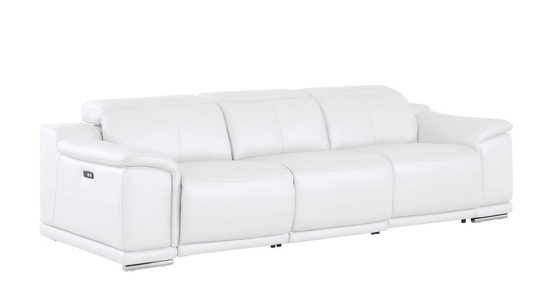 107" Top Grain Leather Power Reclining Sofa with USB Charging | Modern 3-Seat Recliner