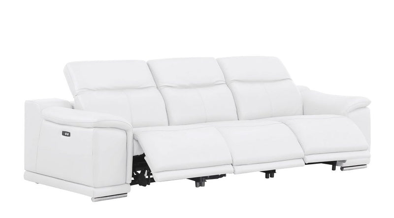 107" Top Grain Leather Power Reclining Sofa with USB Charging | Modern 3-Seat Recliner