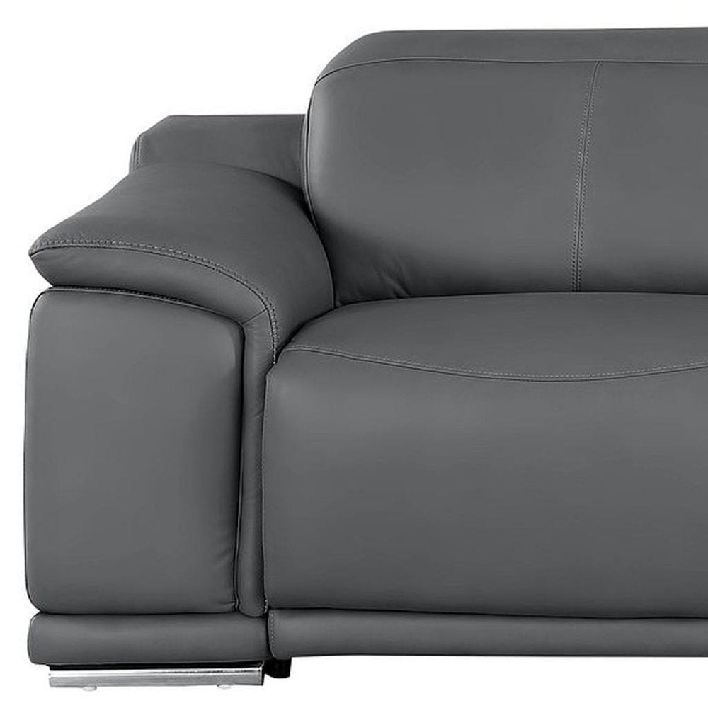 107" Top Grain Leather Power Reclining Sofa with USB Charging | Modern 3-Seat Recliner