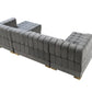 Gray Velvet U Shaped Three Piece Sofa and Chaise Sectional With Toss Pillows showcasing modern design.