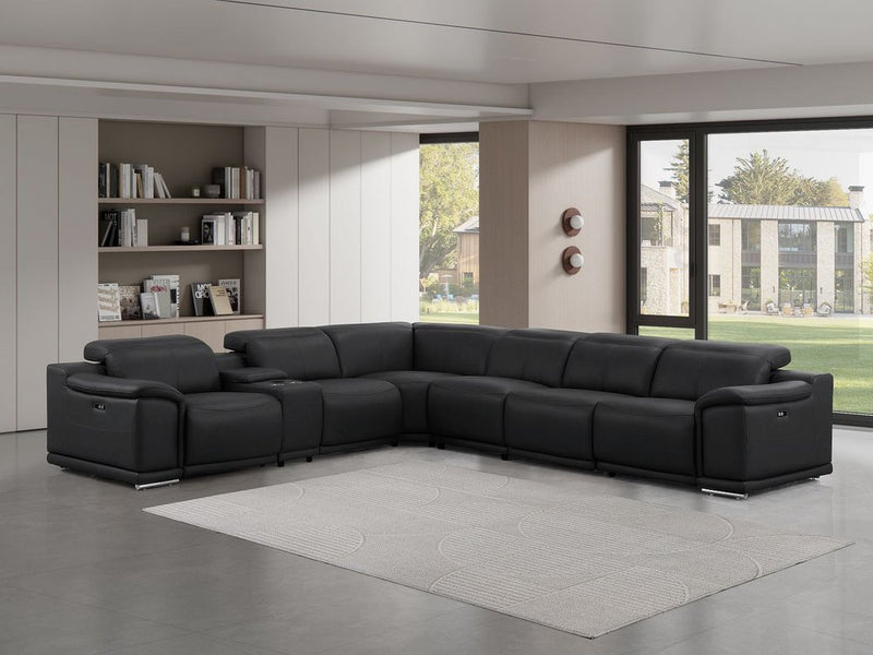 Italian Leather Power Reclining Corner Sectional Sofa