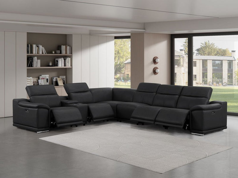 Italian Leather Power Reclining Corner Sectional Sofa