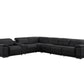Italian Leather Power Reclining Corner Sectional Sofa in Black