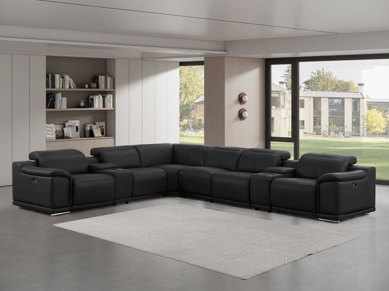 Italian Leather Power Reclining Corner Sectional Sofa