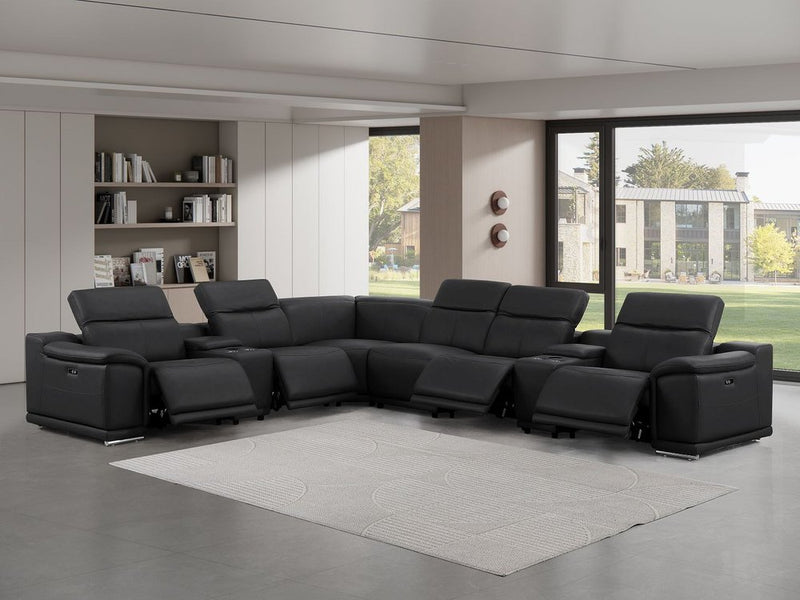 Italian Leather Power Reclining Corner Sectional Sofa