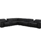 Italian Leather Power Reclining Corner Sectional Sofa in Black