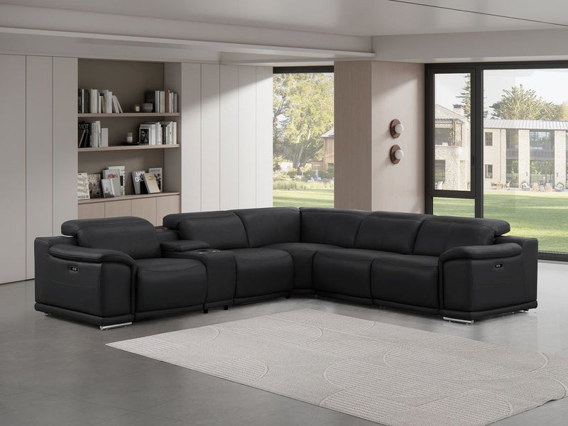 Italian Leather Power Reclining Corner Sectional Sofa