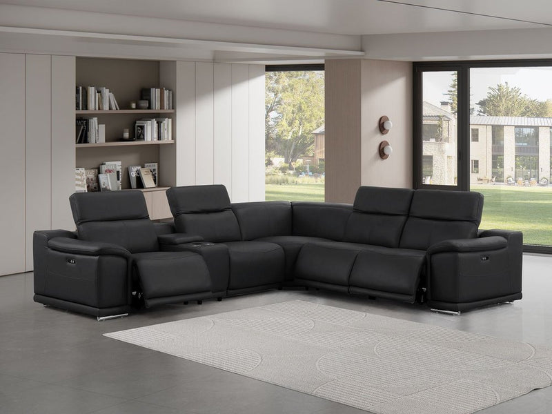 Italian Leather Power Reclining Corner Sectional Sofa