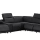 Italian Leather Power Reclining Corner Sectional Sofa in Black