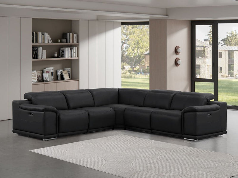 Italian Leather Power Reclining Corner Sectional Sofa