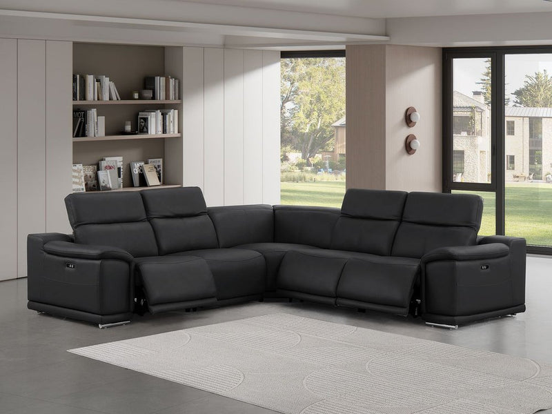 Italian Leather Power Reclining Corner Sectional Sofa