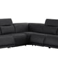 Italian Leather Power Reclining Corner Sectional Sofa in Black