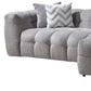 Ivory Boucle Right-Facing L-Shaped Sectional Sofa with 5 Toss Pillows 110"