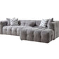 Ivory Boucle Right-Facing L-Shaped Sectional Sofa with 5 Toss Pillows 110"