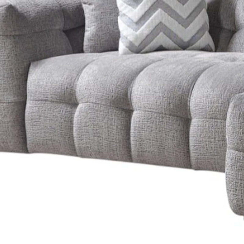 Ivory Boucle Right-Facing L-Shaped Sectional Sofa with 5 Toss Pillows 110"