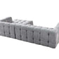 Ivory Boucle Right-Facing L-Shaped Sectional Sofa with 5 Toss Pillows 110"