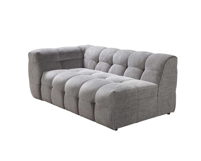 Ivory Boucle Right-Facing L-Shaped Sectional Sofa with 5 Toss Pillows 110"