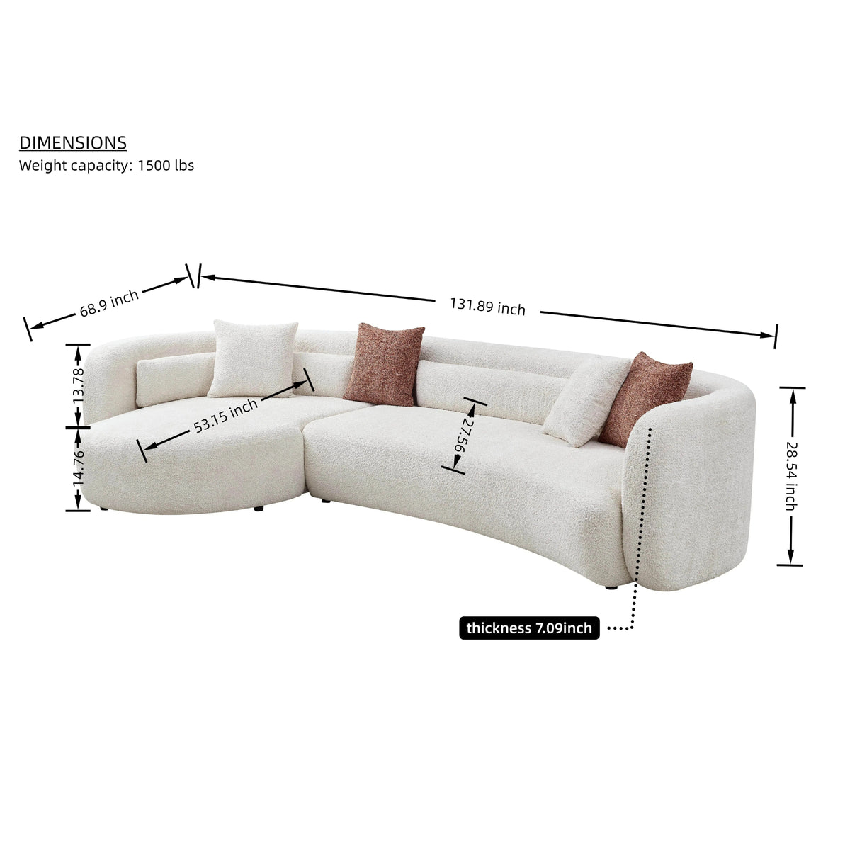 Odile Curved Boucle Sectional