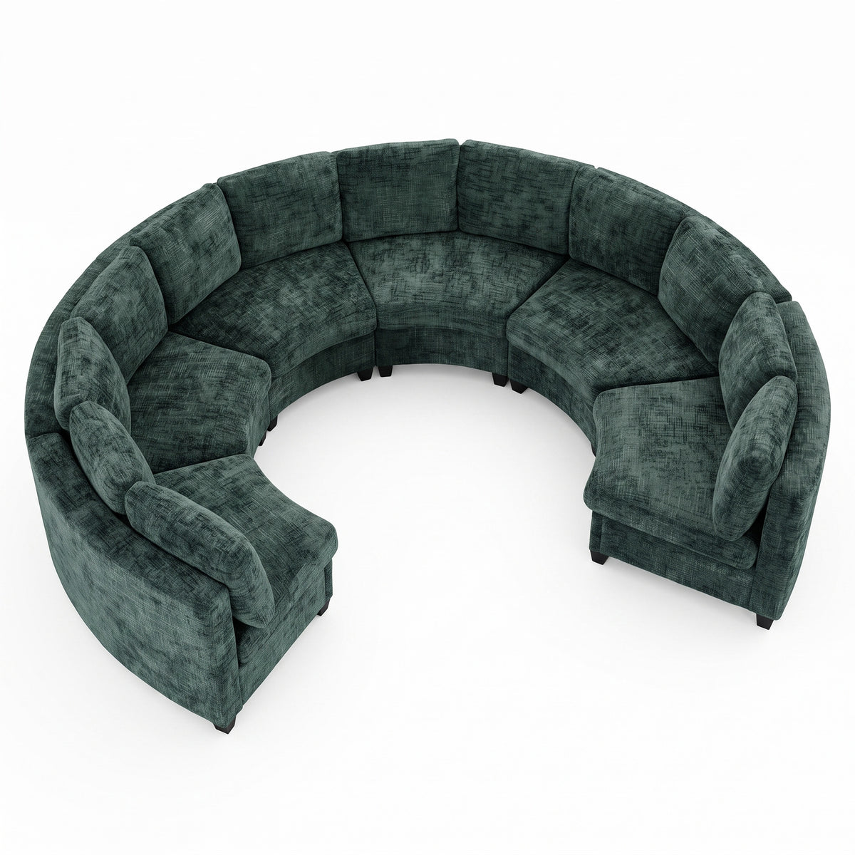 Harlan Curved Modular Sectional Sofa – Chenille, Solid Wood Frame, 4 Colors - Green (8)