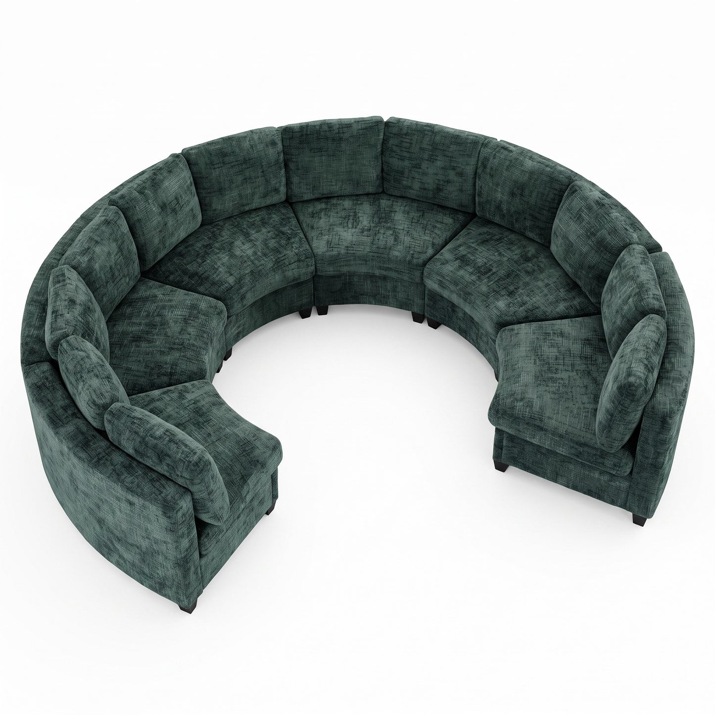 Harlan Curved Modular Sectional Sofa – Chenille, Solid Wood Frame, 4 Colors - Green (8)