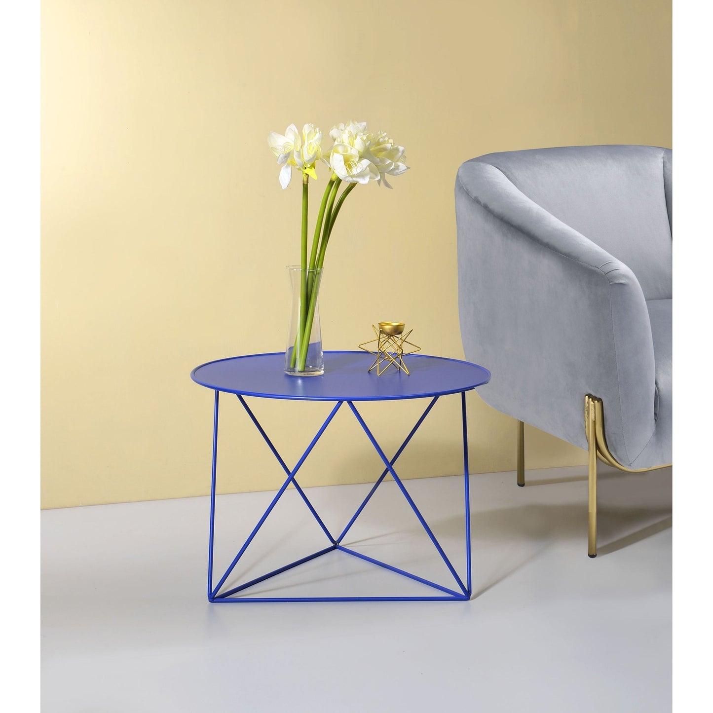 Epidia Blue Metal Accent Table