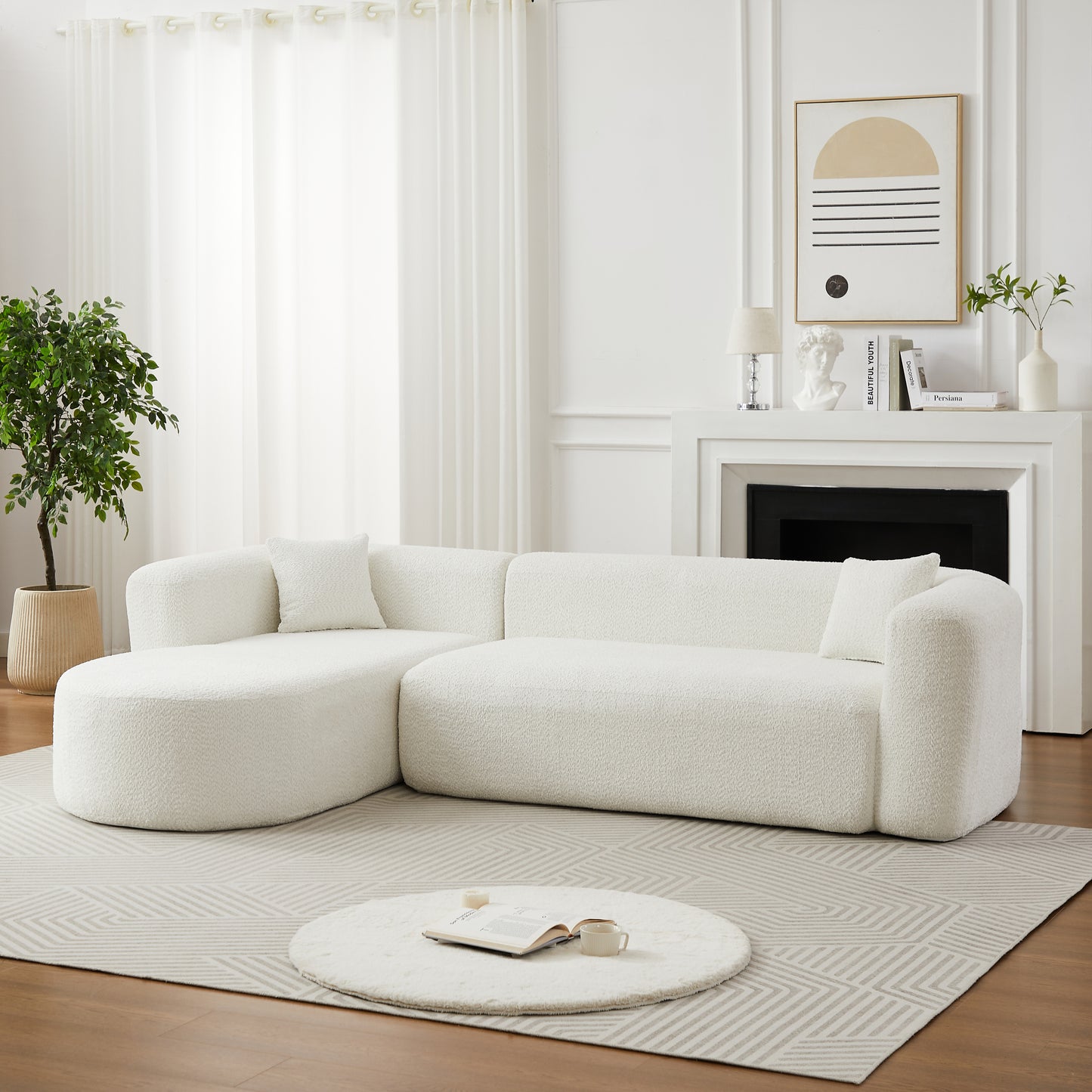 Halcyon Chenille Curved Sectional Sofa – 109.4" Cloud-Shape L-Sofa