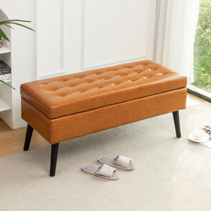 Nadia Brown PU Leather Bench – 43.3" Bench