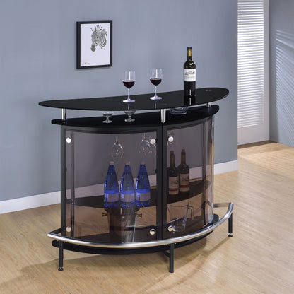 Strick Black Glass & Metal Bar Cabinet