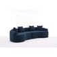Curved Compression Foam Sectional Sofa – 110” Modular Chenille Couch (Sleeper Style) in navy blue upholstery.