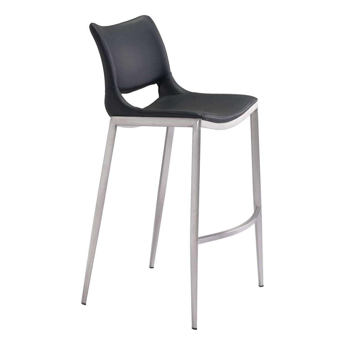 Ace Barstool (Set of 2) in Black & Silver
