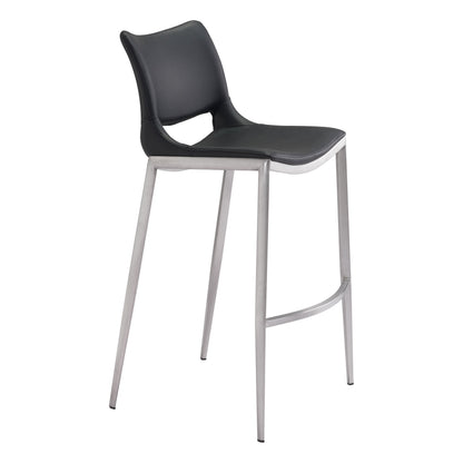 Ace Barstool (Set of 2) in Black & Silver