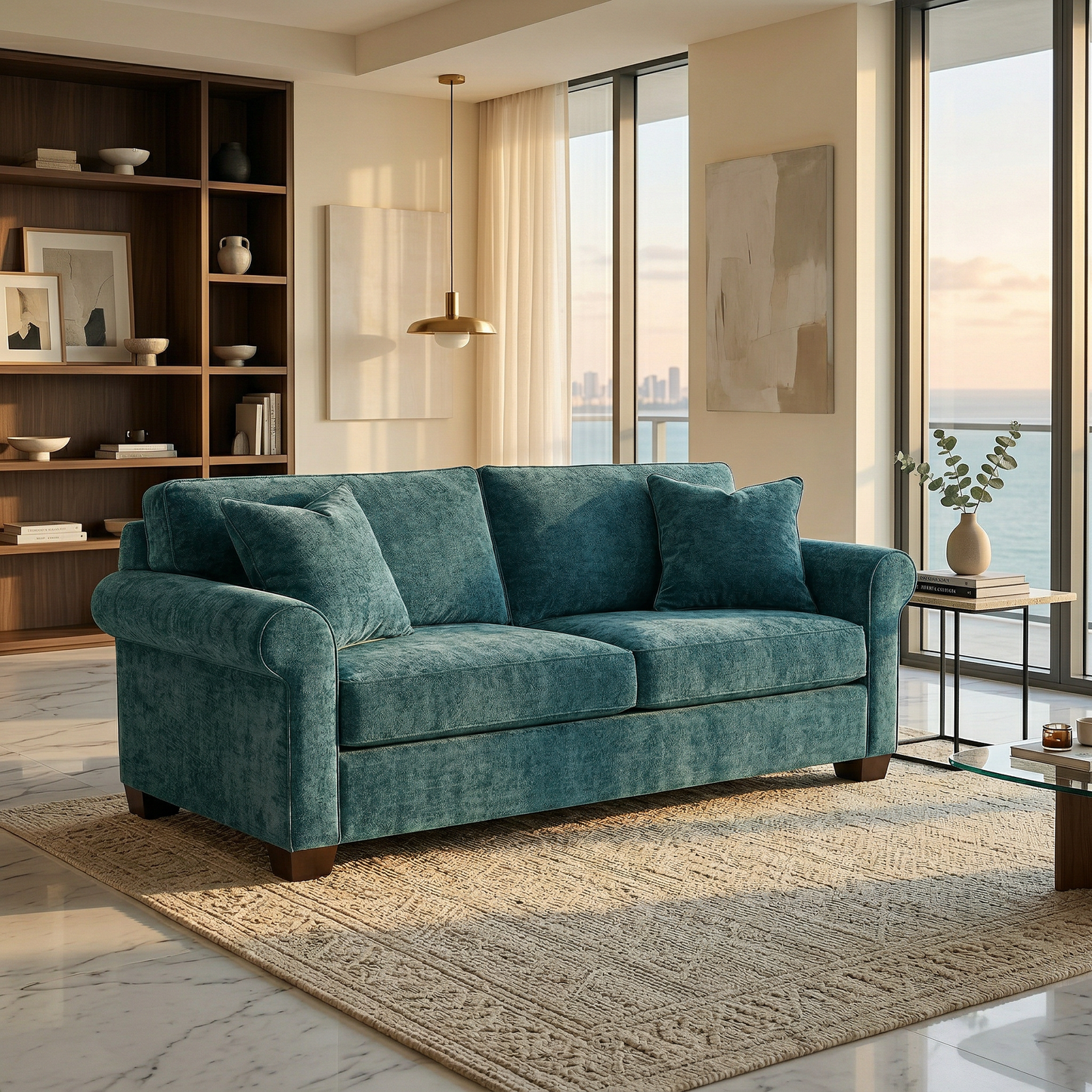 Irlanda Classic Sofa – 92" Rolled-Arm Made-in-USA Sofa - Hepburn Emerald - Fabric (10)