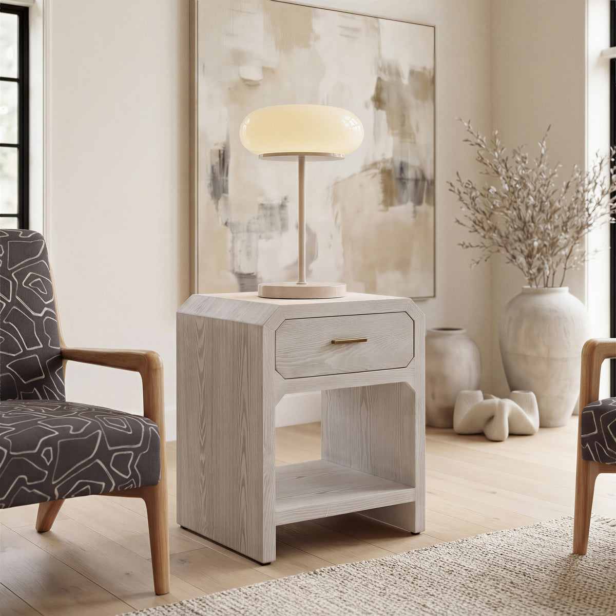 Yume Oak White Side Table