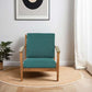 Connor Solid Wood Linen Armchair – Mid-Century Modern Lounge Chair (4 Colors) in teal upholstery