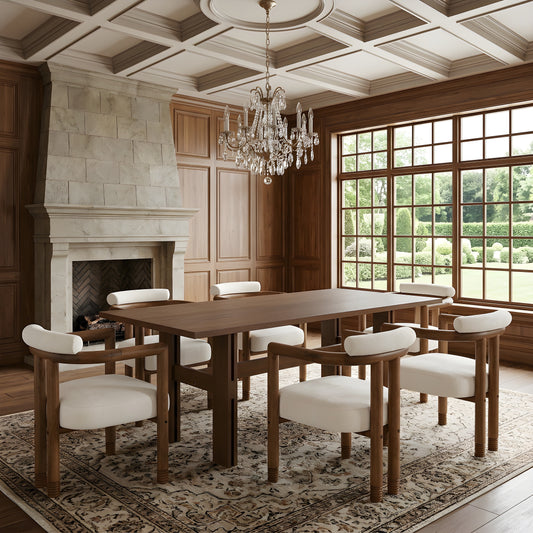 Ida Walnut & Dark Brown 7-Piece Dining Set