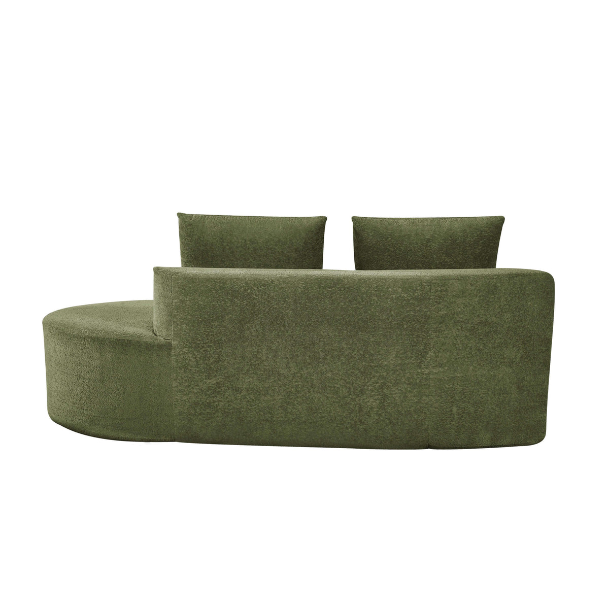 Modern Low Profile Modular Curved Foam Sofa 116' (4 Colors) in olive green with plush back cushions.