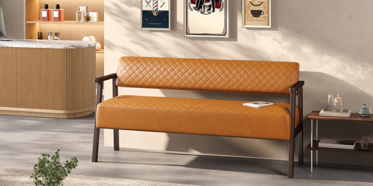 Belden Diamond-Quilted Faux Leather Bench
