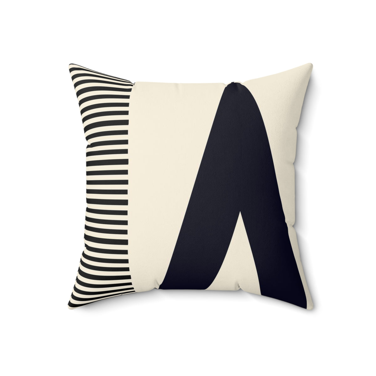 Spun Polyester Square Pillow - Stripped Black & Beige - Revel Sofa 