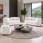 Kenna Living Room Set in White, 2 Loveseats + 1 Square Chair