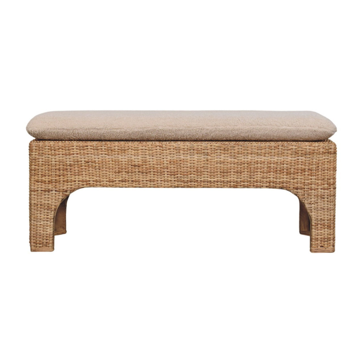 Solvei Woven Rattan Bench with Cushion
