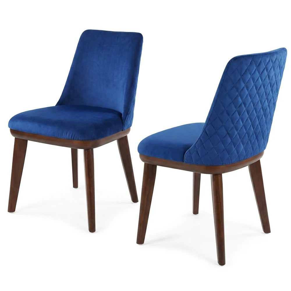 Clove Navy Blue Velvet Dining Chair – 33.1"H Solid Wood Legs Mid-Century Chairs (Set of 2)