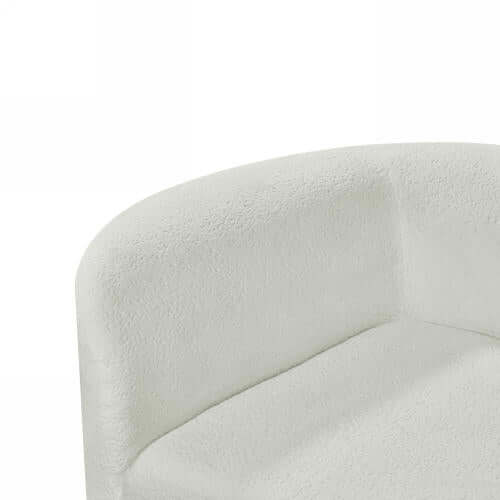 Modern Low Profile Modular Curved Foam Sofa 116' (4 Colors) close-up of curved armrest in soft white fabric.