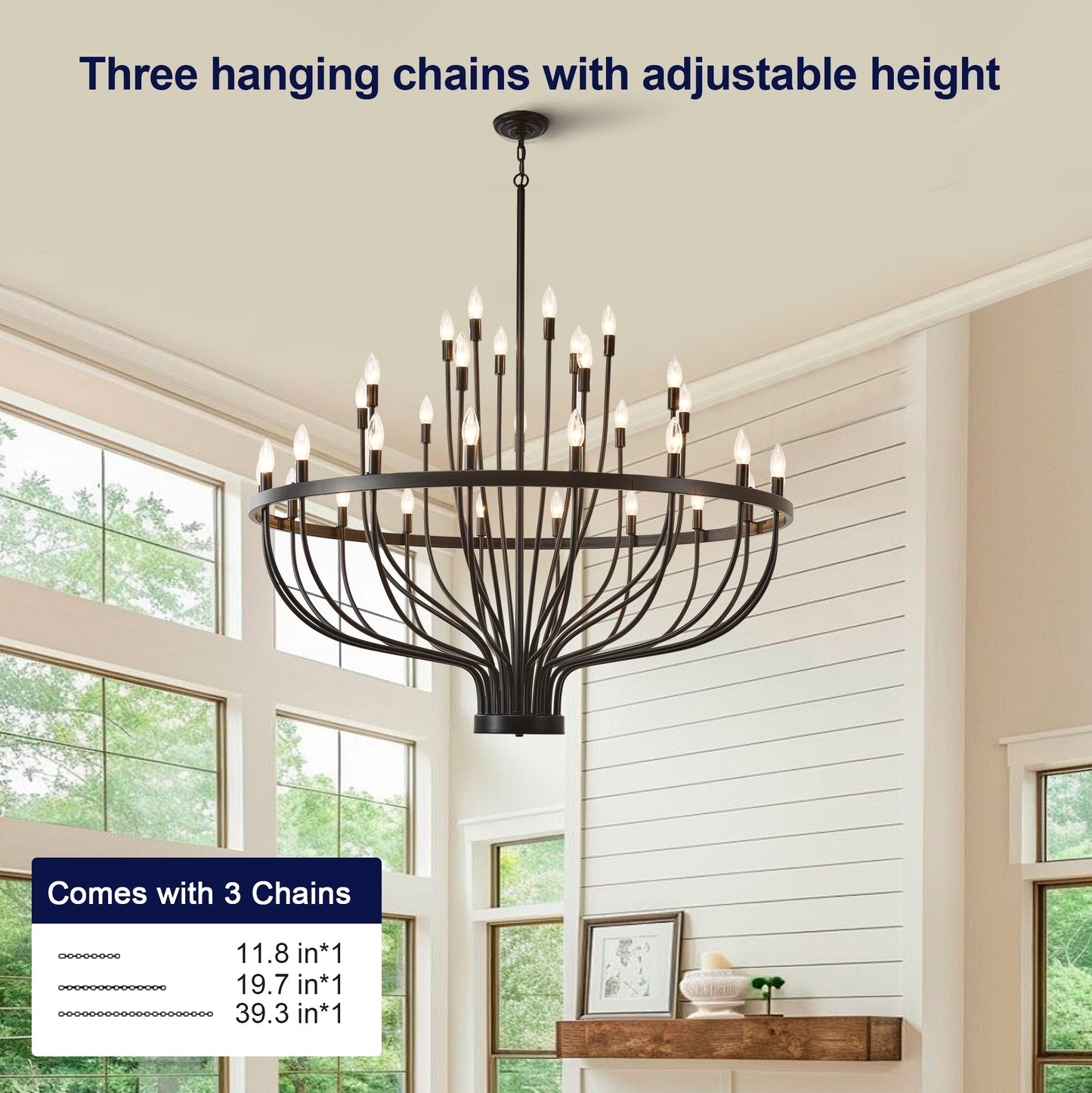 Daxton Black Iron 33-Light Chandelier 47 inch
